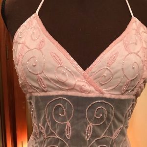 Pink bead embellished crop top. Summer sizzle!!!